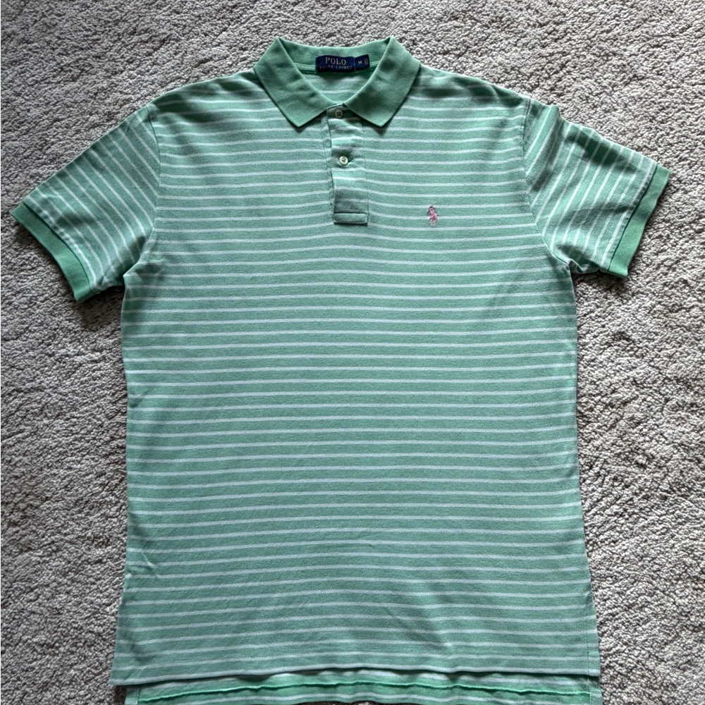 Polo by Ralph Lauren Mint Green Striped Polo Shirt